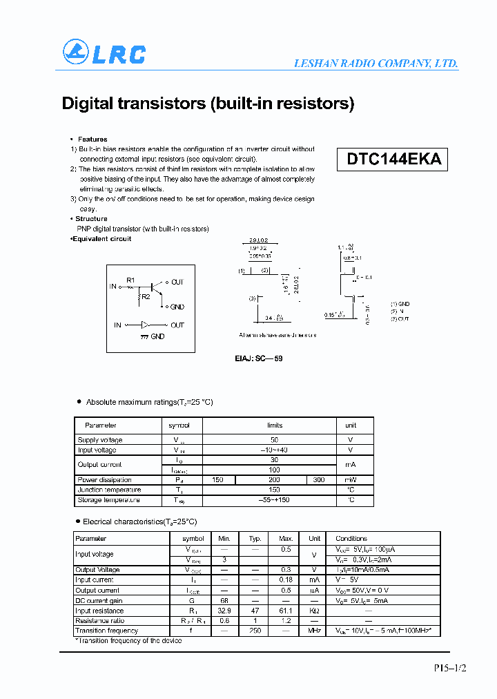 DTC144EKA_93236.PDF Datasheet