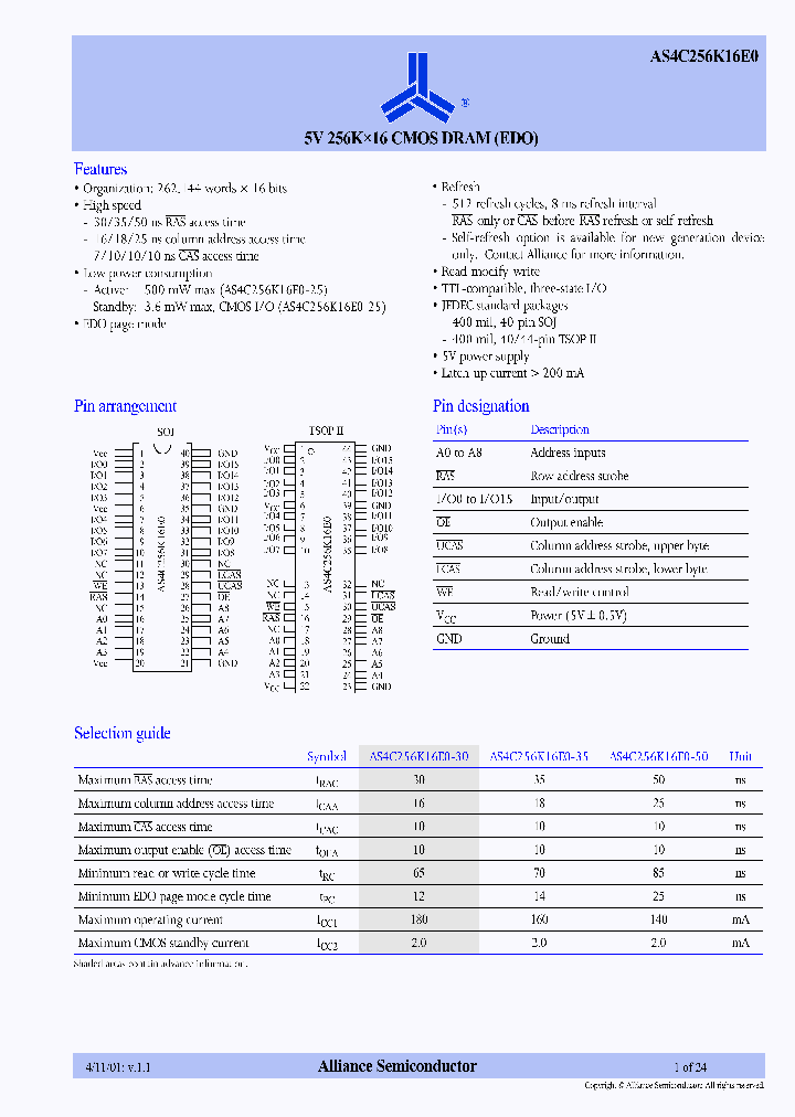 AS4C256K16E0_199940.PDF Datasheet