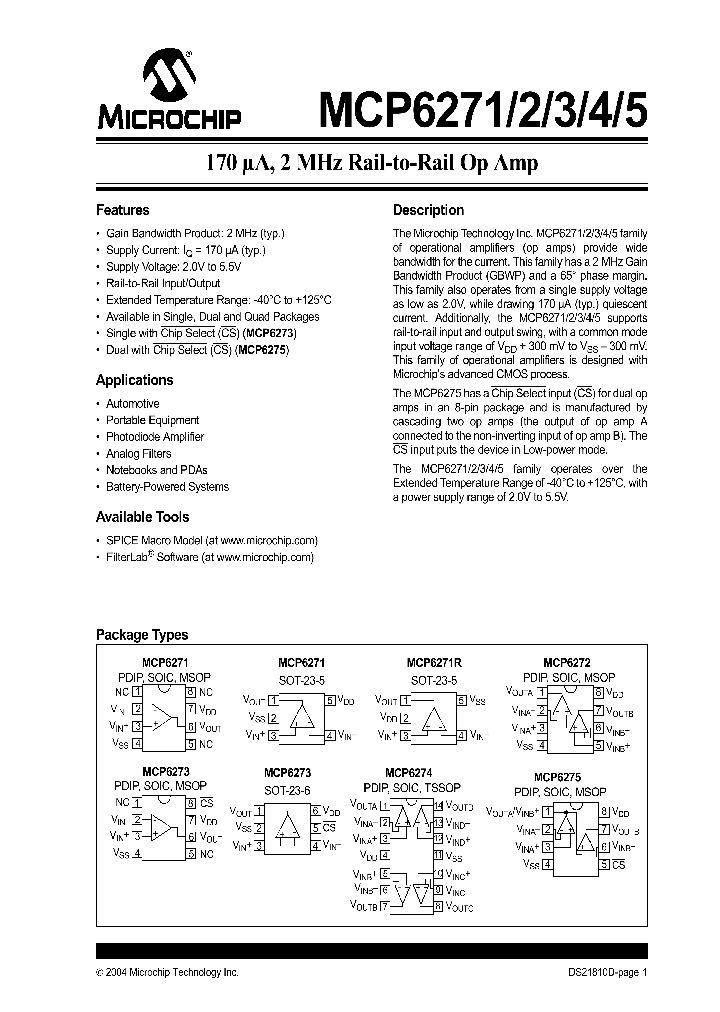 MCP6271_252651.PDF Datasheet