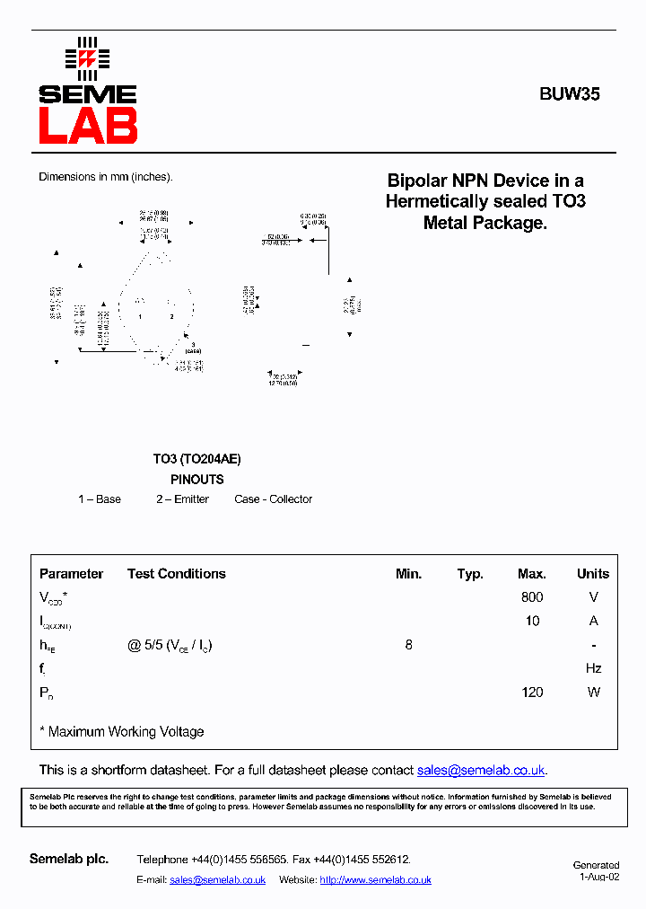 BUW35_249098.PDF Datasheet