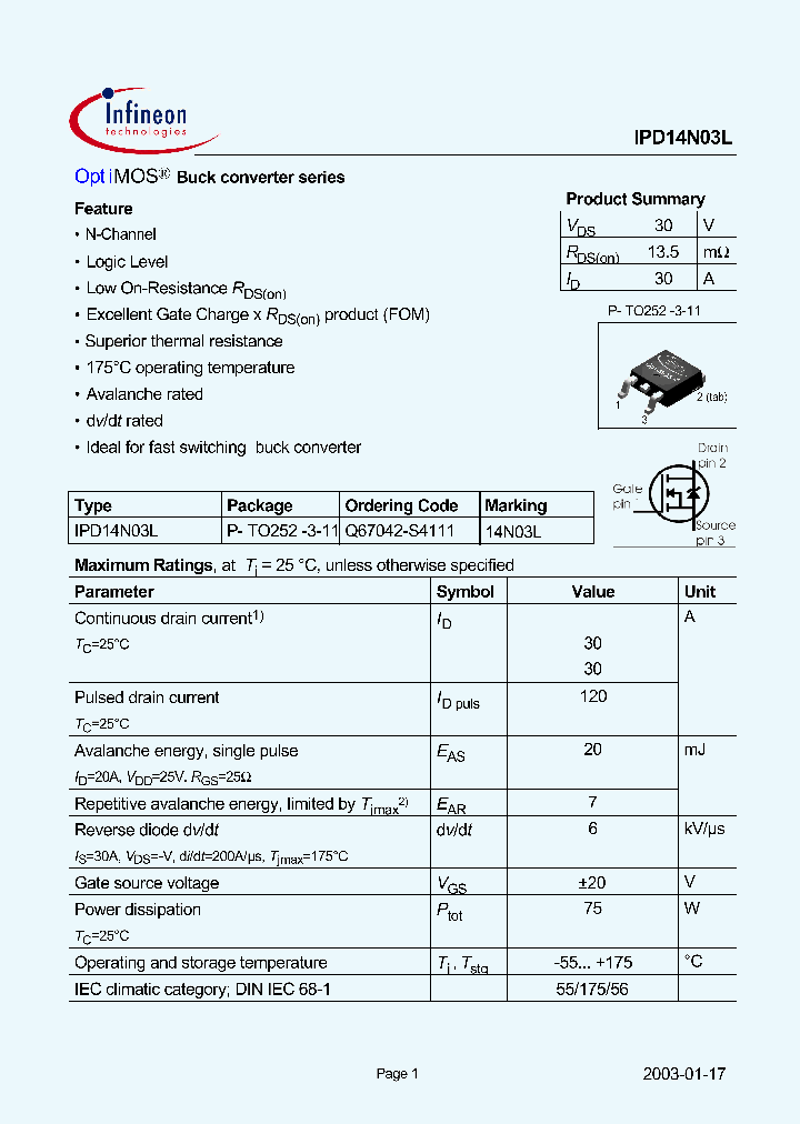 IPD14N03L_227499.PDF Datasheet