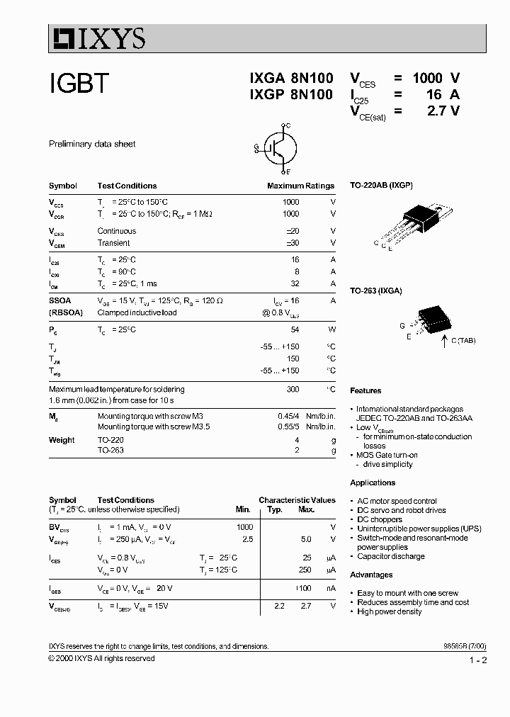 IXGP8N100_351647.PDF Datasheet