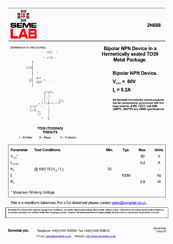 SF2N698_424780.PDF Datasheet