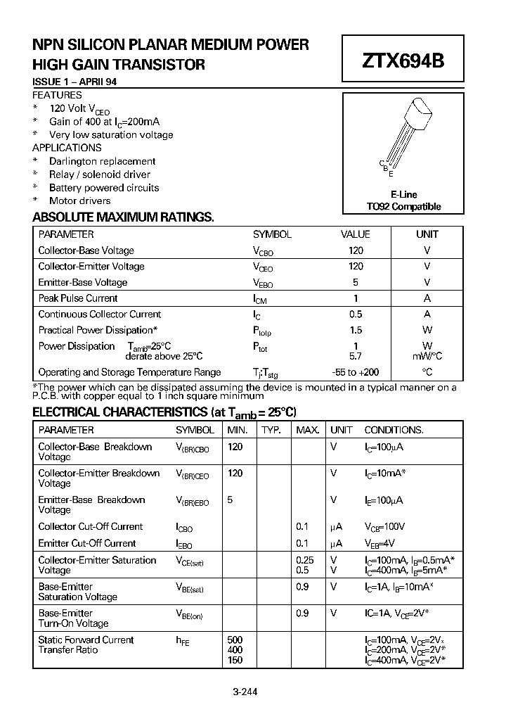 ZTX694B_390259.PDF Datasheet