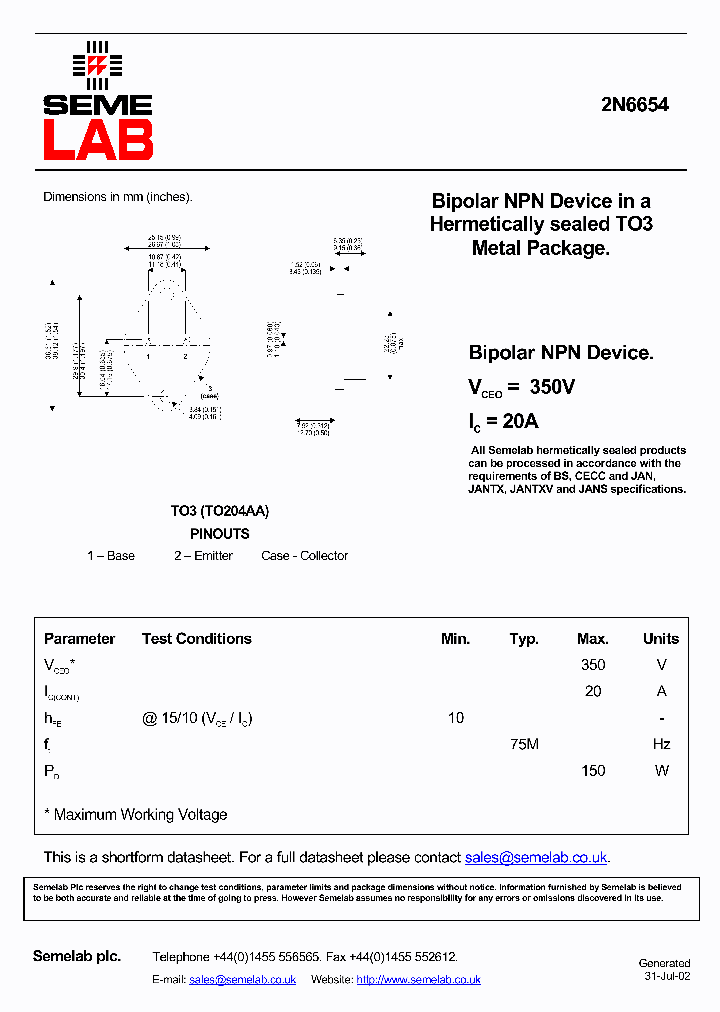 SF2N6654_436933.PDF Datasheet