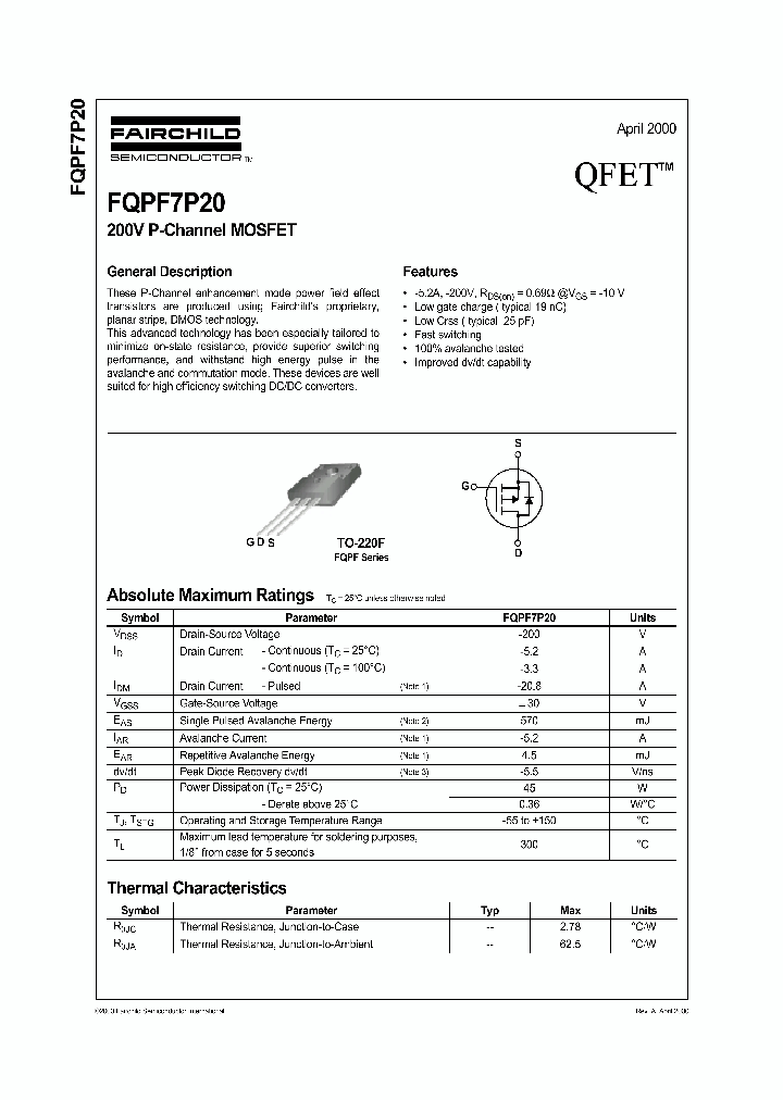 FQPF7P20_825091.PDF Datasheet