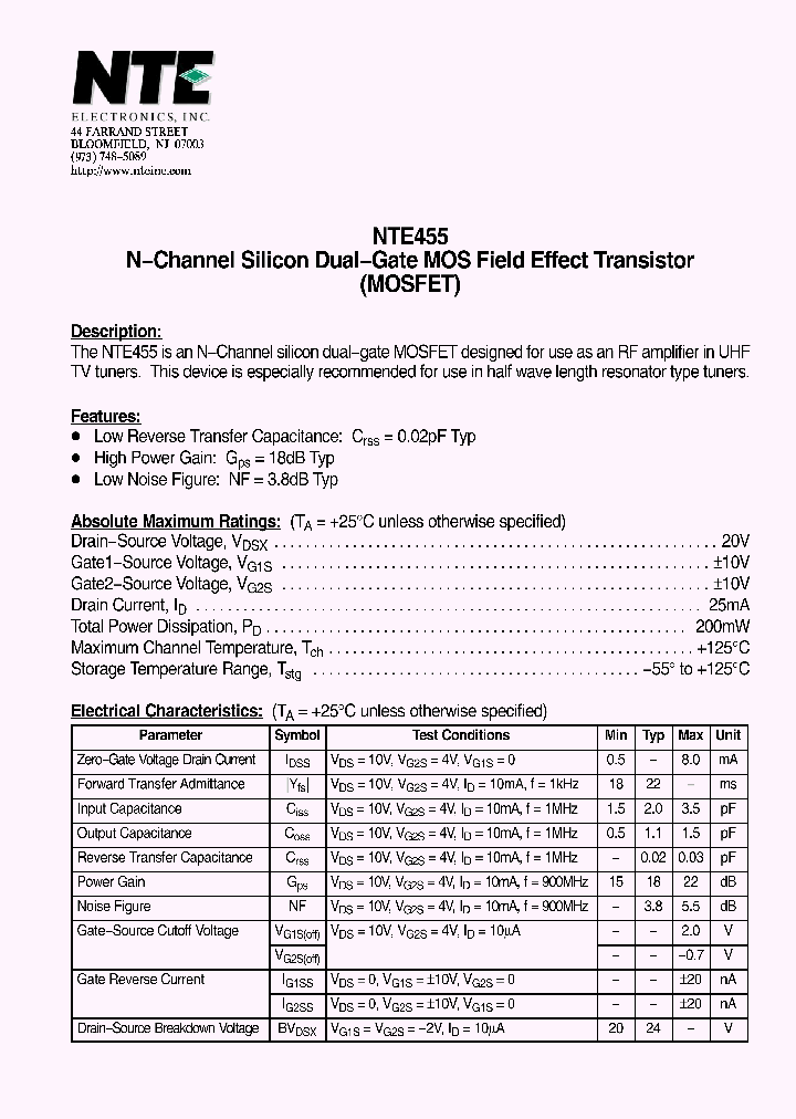 NTE455_1014846.PDF Datasheet