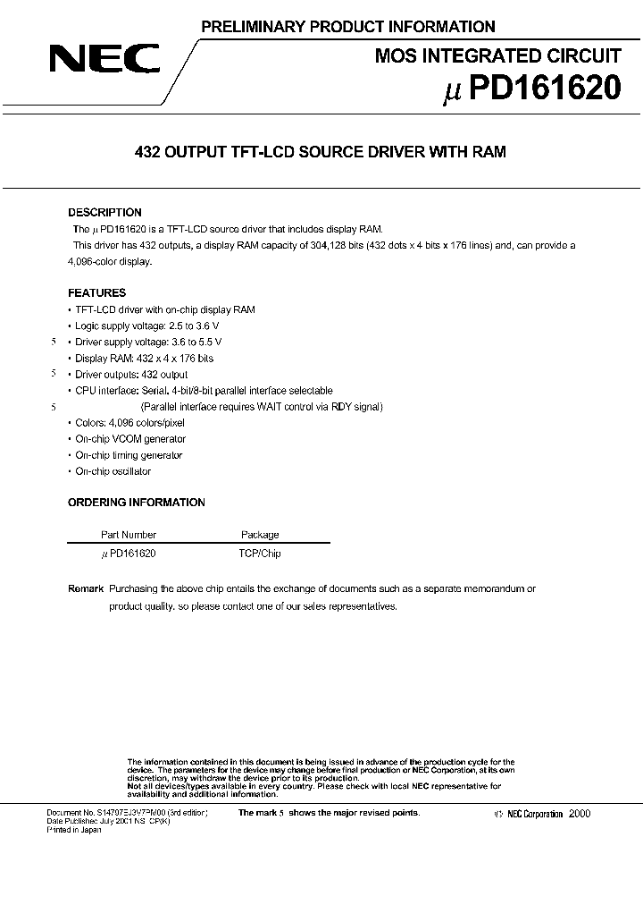 UPD161620_1011877.PDF Datasheet