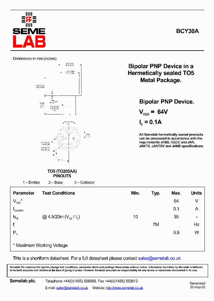 BCY30A_1096375.PDF Datasheet