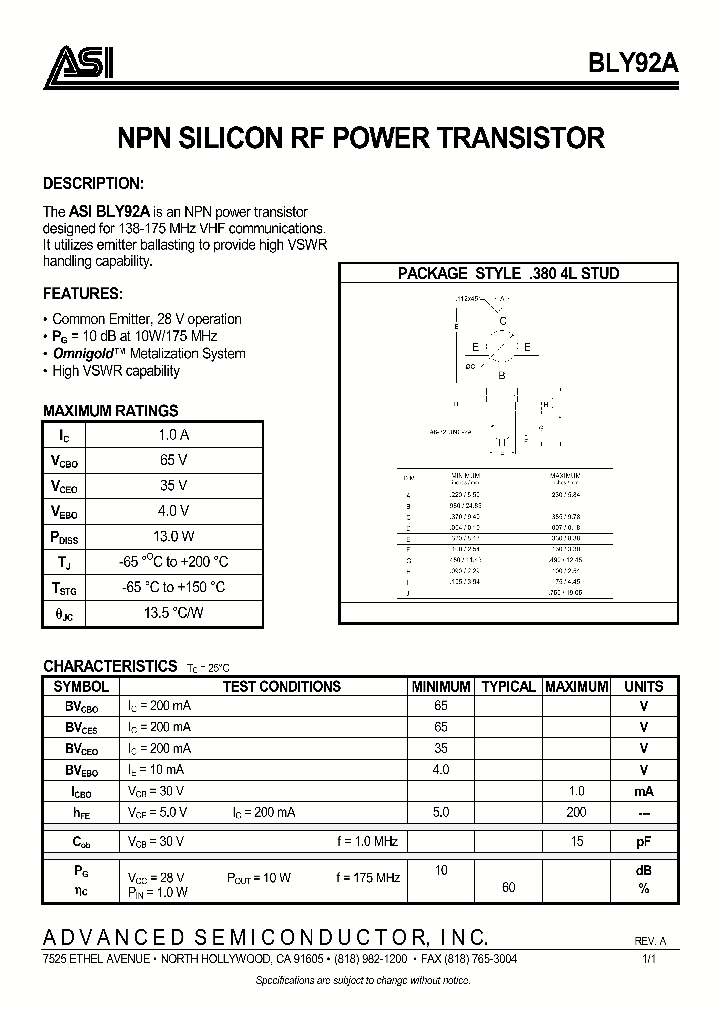 BLY92A_1219882.PDF Datasheet