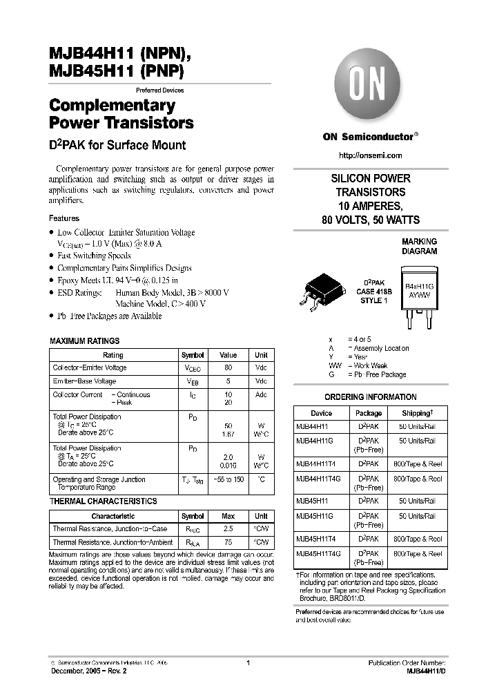 MJB44H11T4G_742587.PDF Datasheet