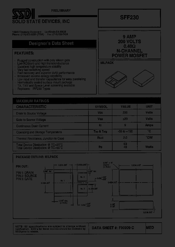 SFF230_1307458.PDF Datasheet