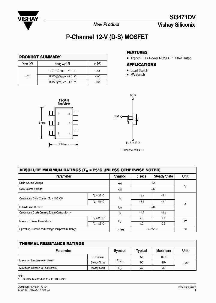 SI3471DV_1308733.PDF Datasheet