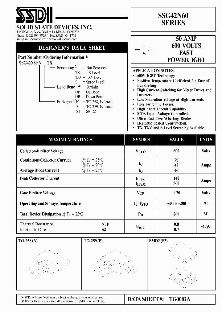 SSG42N60S2_1316701.PDF Datasheet