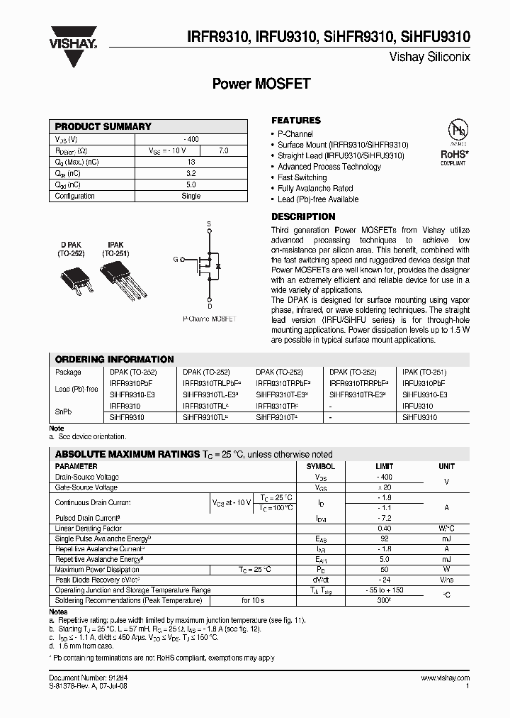 IRFR9310PBF_4358644.PDF Datasheet