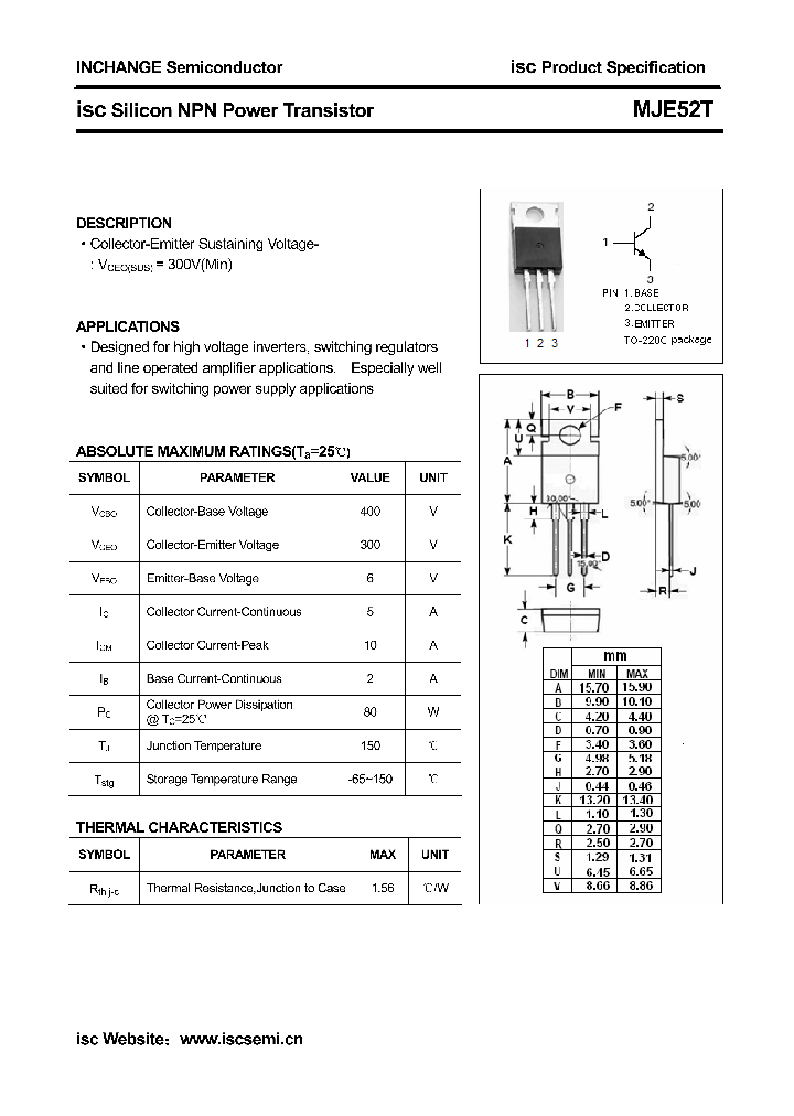 MJE52T_4461432.PDF Datasheet