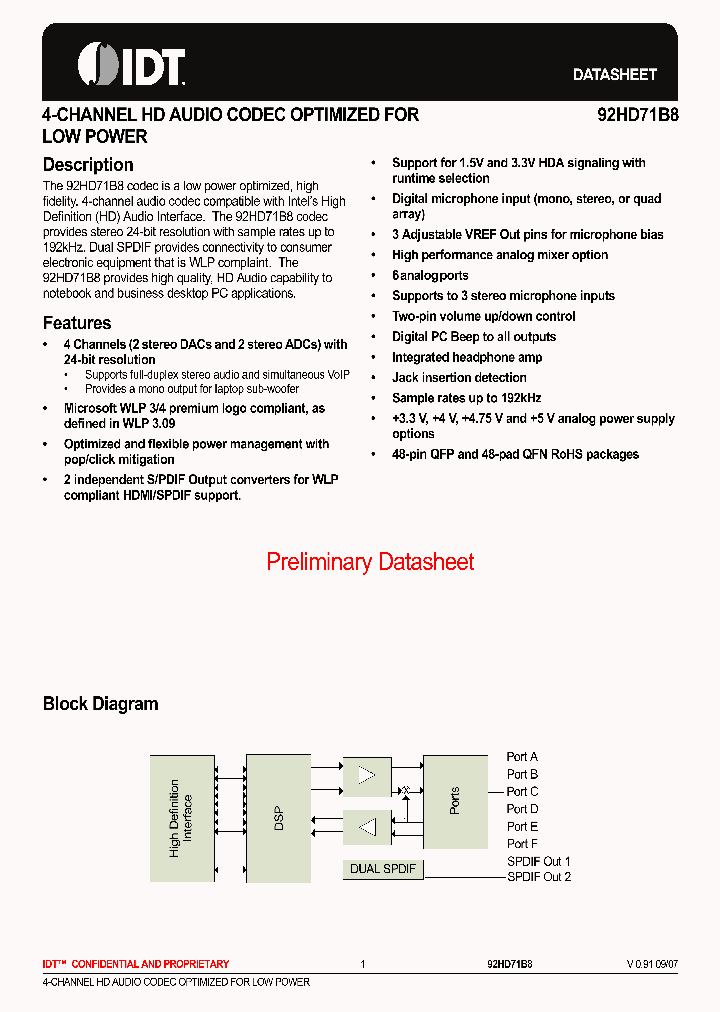 92HD71B8_158319.PDF Datasheet