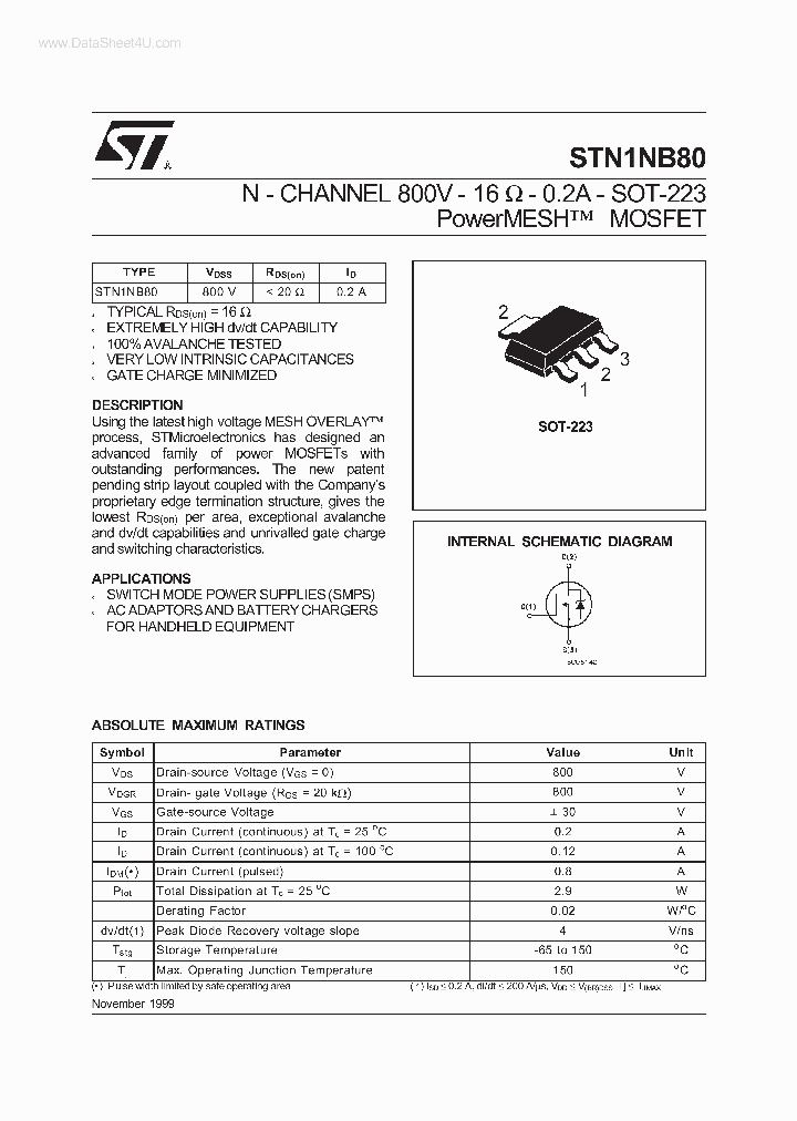 STN1NB80_2037829.PDF Datasheet