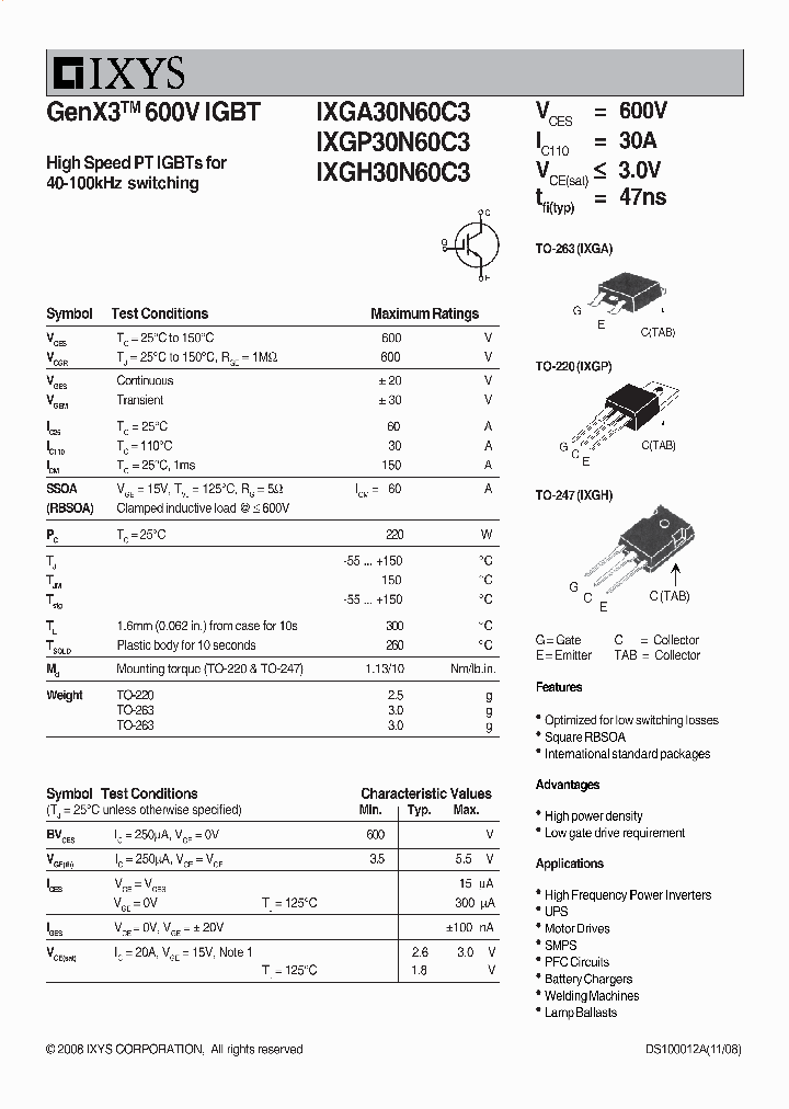 IXGA30N60C3_3129707.PDF Datasheet