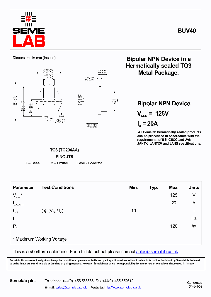 BUV40_3715192.PDF Datasheet