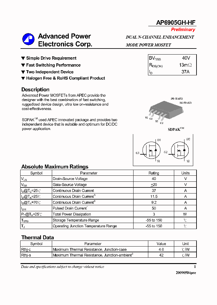 AP6905GH-HF_3854764.PDF Datasheet