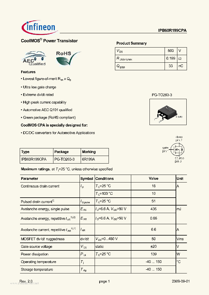 IPB60R199CPA_4161203.PDF Datasheet