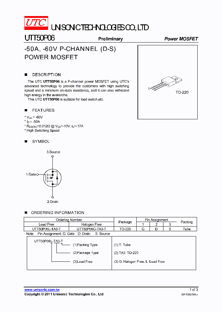 UTT50P06L-TA3-T_4225298.PDF Datasheet