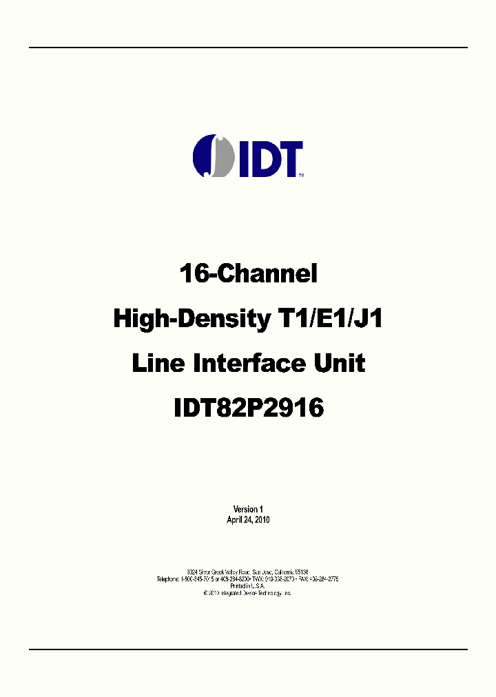 IDT82P2916_4672532.PDF Datasheet