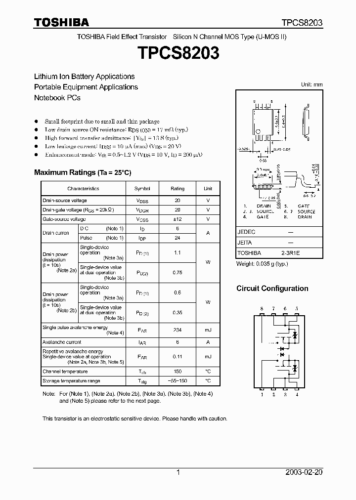 TPCS8203_5565750.PDF Datasheet