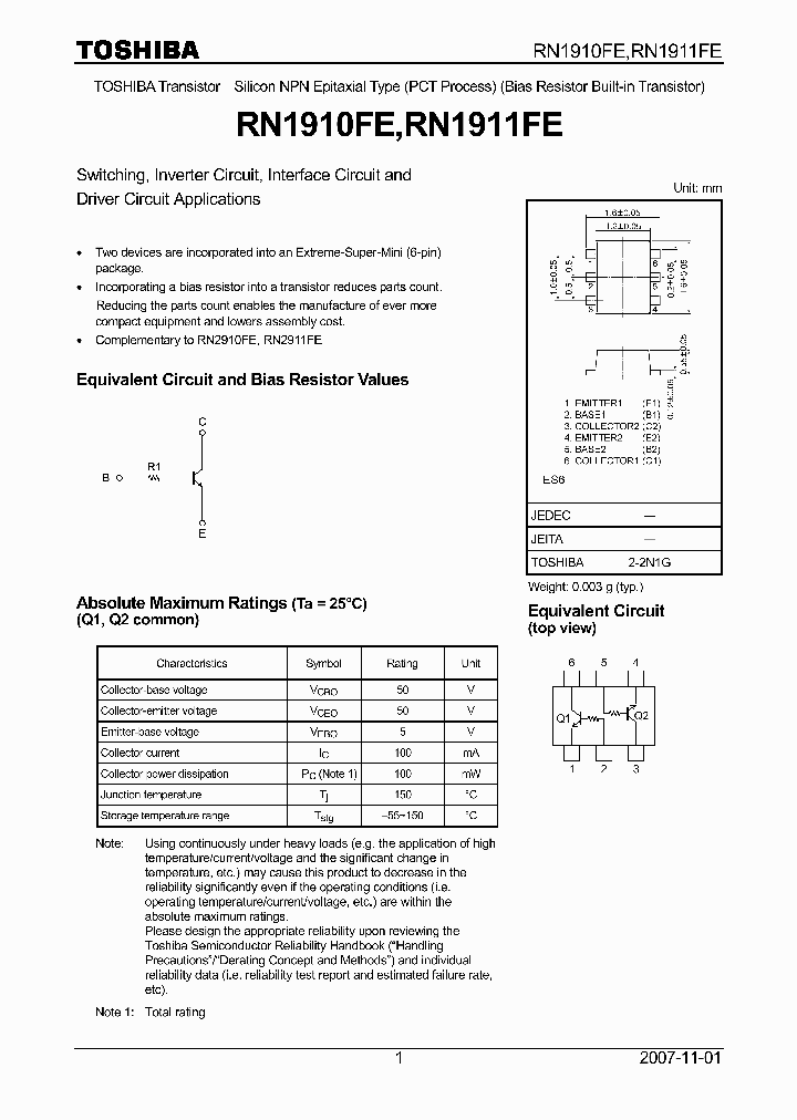 RN1910FE_5891964.PDF Datasheet