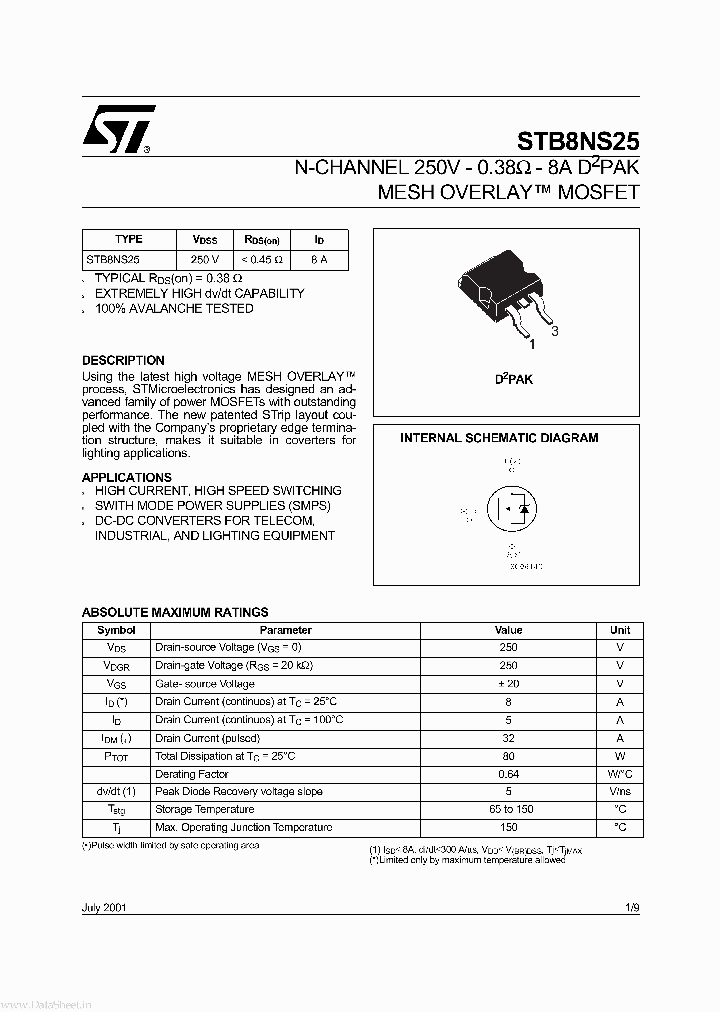 STB8NS25_6054470.PDF Datasheet