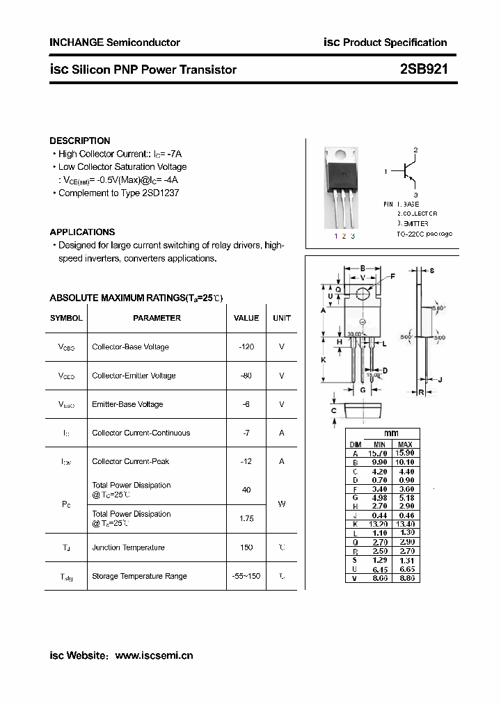 2SB921_6171712.PDF Datasheet