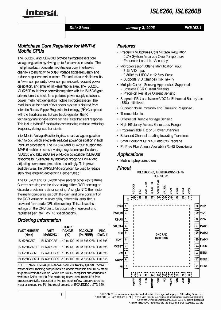 ISL6260CRZ_7004545.PDF Datasheet