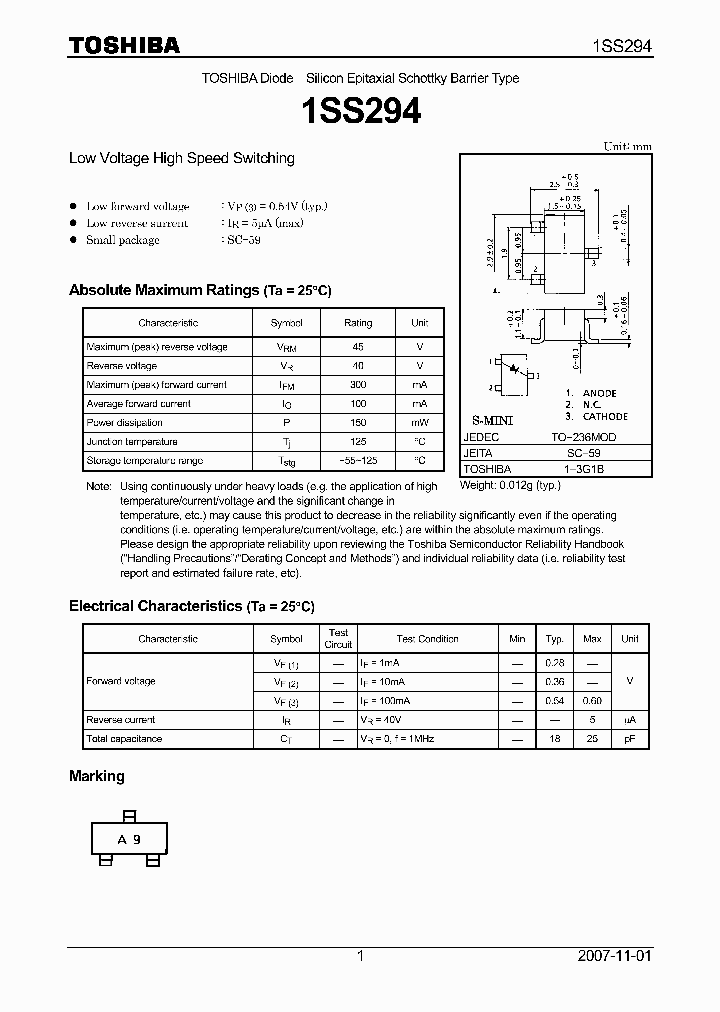 1SS294T5LFT_7253639.PDF Datasheet