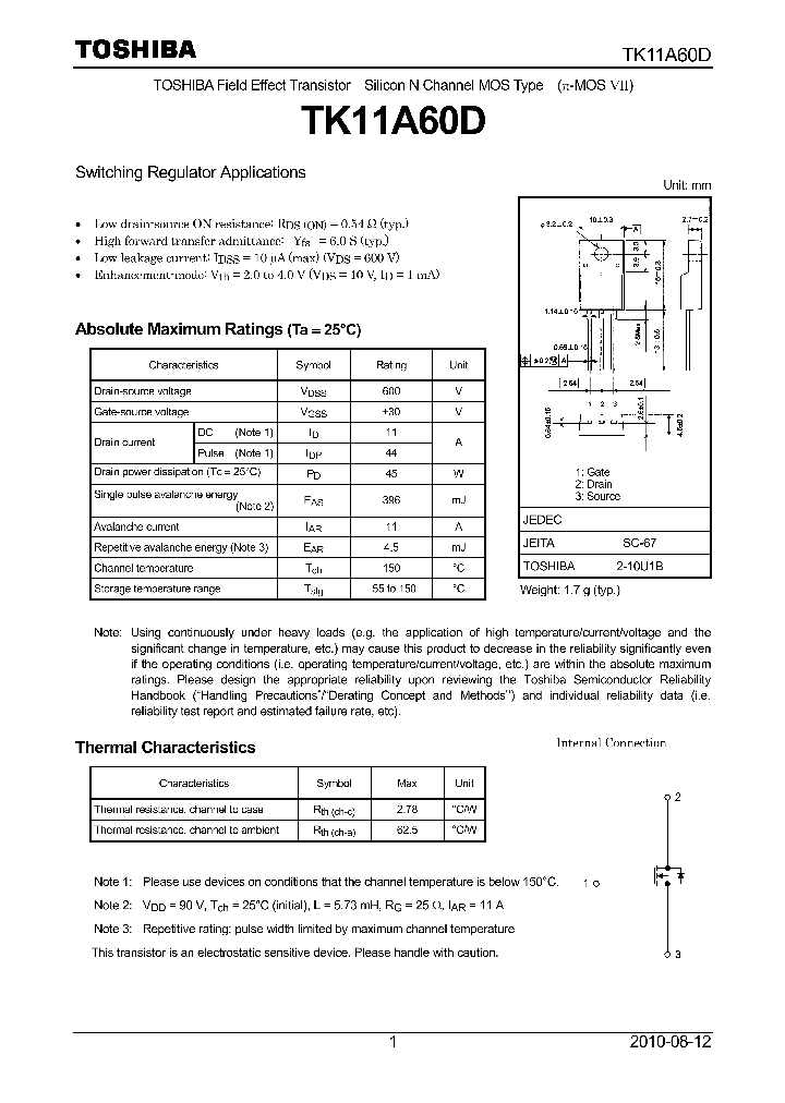 TK11A60D_7305596.PDF Datasheet