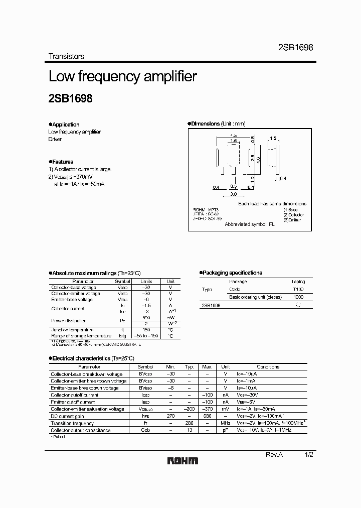 2SB1698T100_7372021.PDF Datasheet