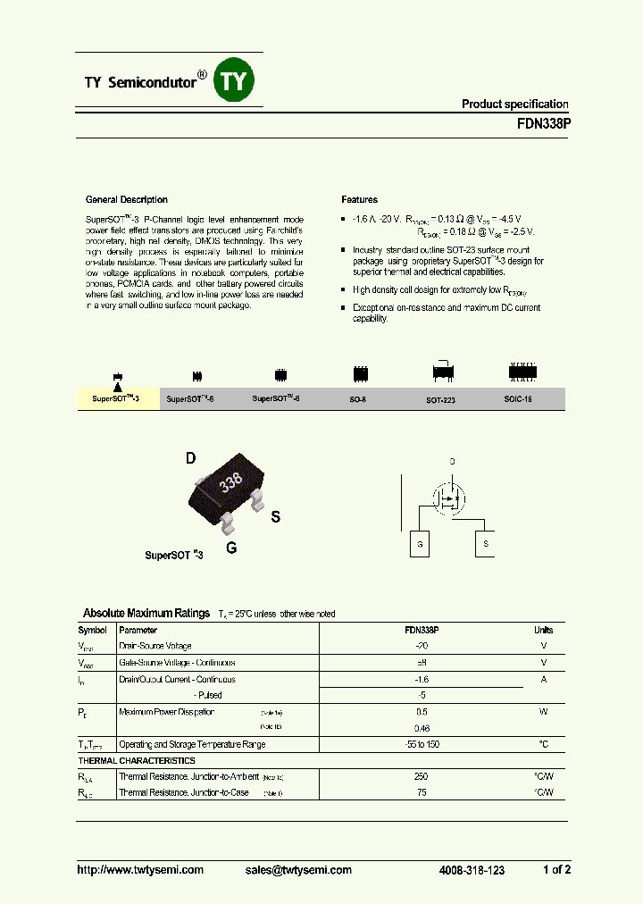 FDN338P_7550136.PDF Datasheet