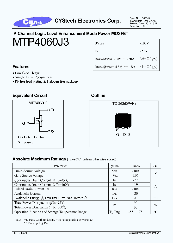 MTP4060J3_7604686.PDF Datasheet
