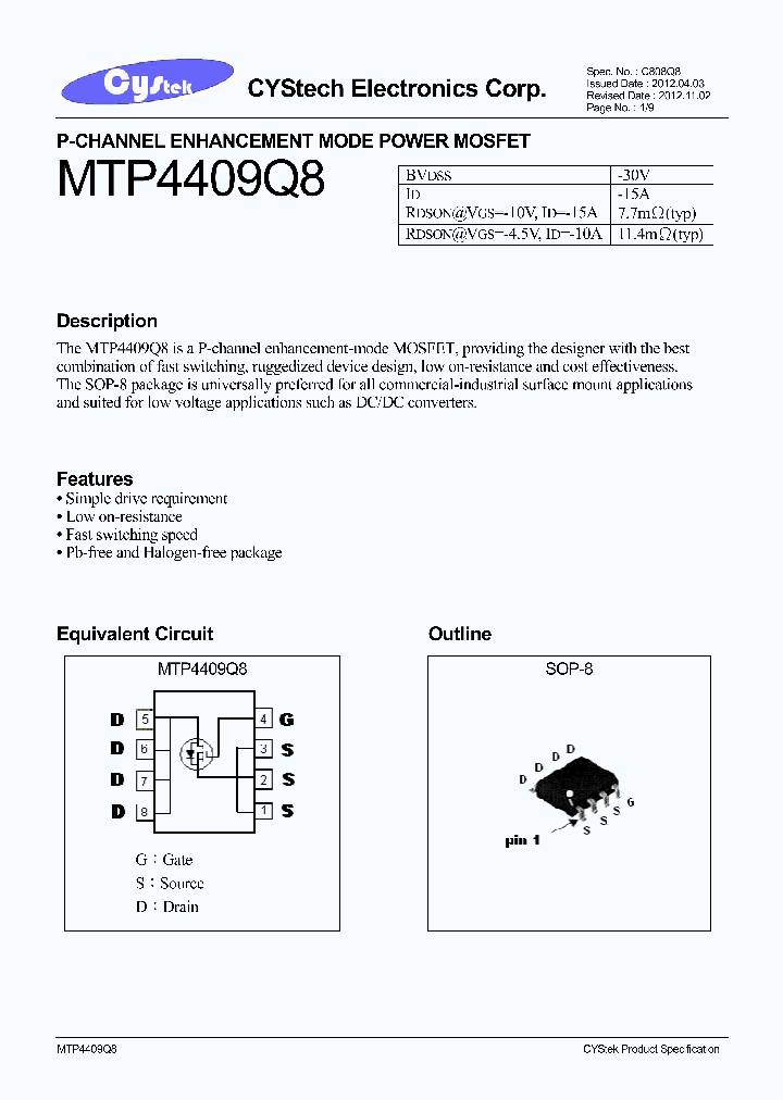 MTP4409Q8_7604690.PDF Datasheet