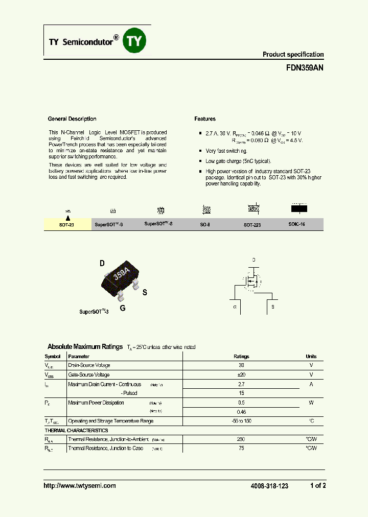 FDN359AN_7625822.PDF Datasheet