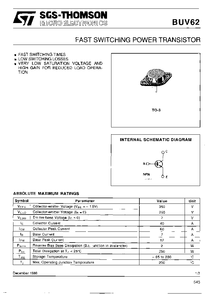 BUV62_7694315.PDF Datasheet