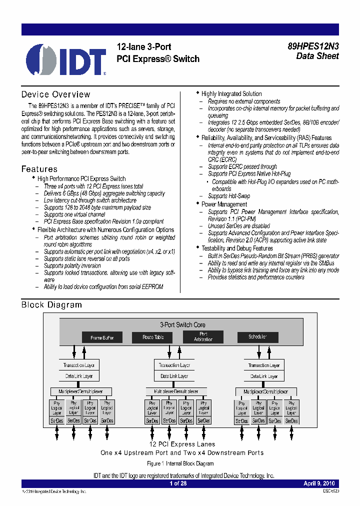 89HPES12N3_8294284.PDF Datasheet