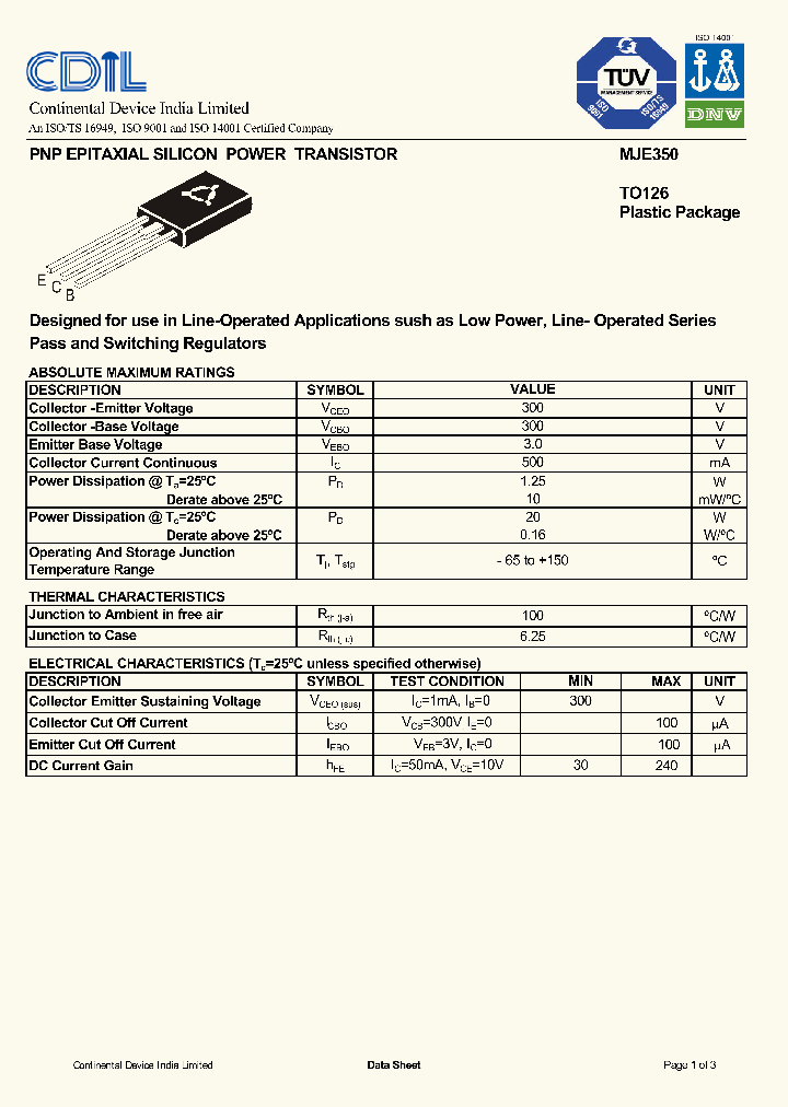 MJE350_8364824.PDF Datasheet