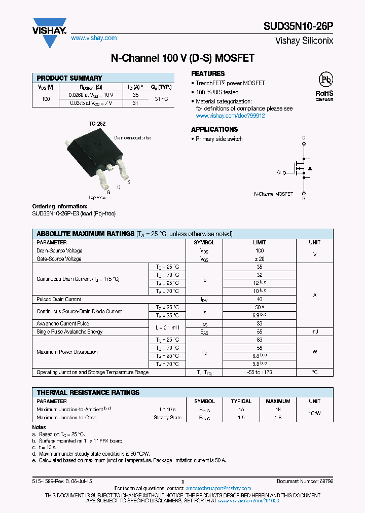 SUD35N10-26P-16_8408604.PDF Datasheet