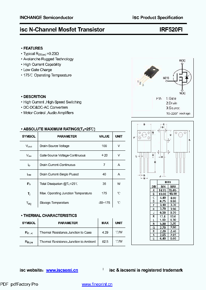 IRF520FI_8555440.PDF Datasheet