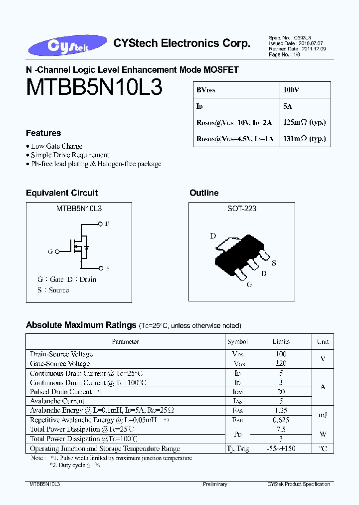 MTBB5N10L3_8630167.PDF Datasheet
