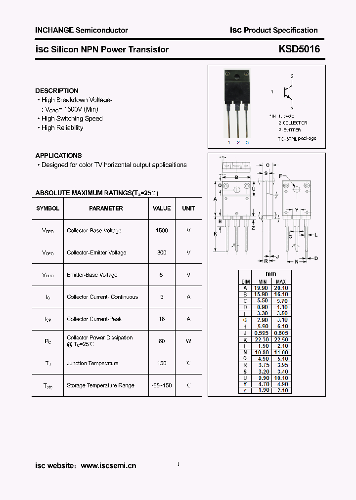 KSD5016_8642638.PDF Datasheet