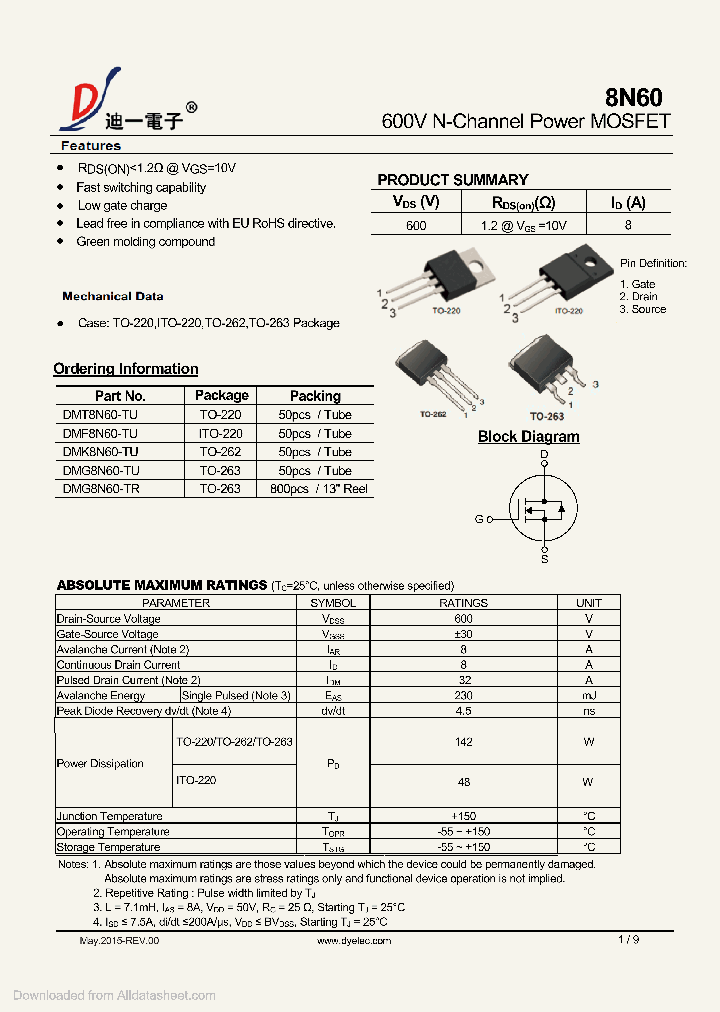 DMG8N60-TU_8703540.PDF Datasheet
