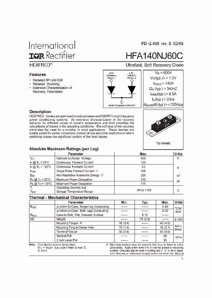 HFA140NJ60C_8831409.PDF Datasheet