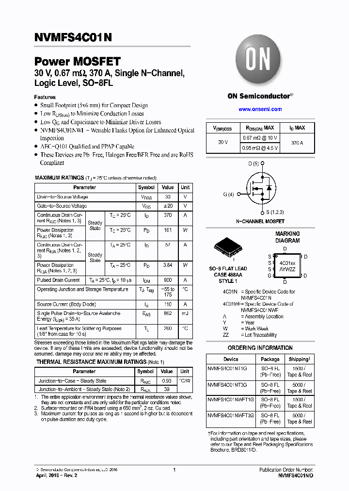 NVMFS4C01NT3G_8967102.PDF Datasheet